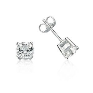 🌹Renaissance Collection 16k White Gold Over 925 Sterling Silver Round CZ Studs